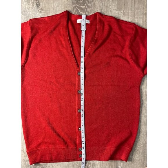 Cypress Links Red Long V Neck Buttoned Cardigan Golf Sweater Sz L - Picture 8 of 9